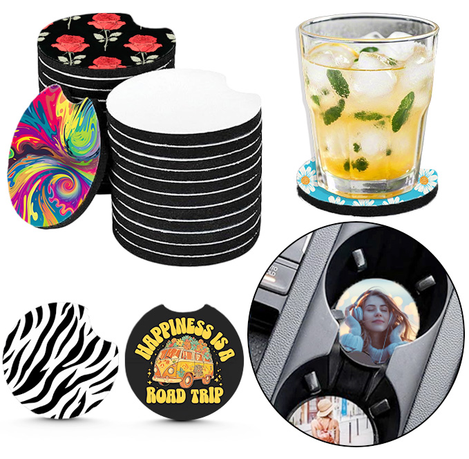 Coaster Sublimation Blank - 10/20 stuks sublimatie blanco auto-onderzetters 10/20